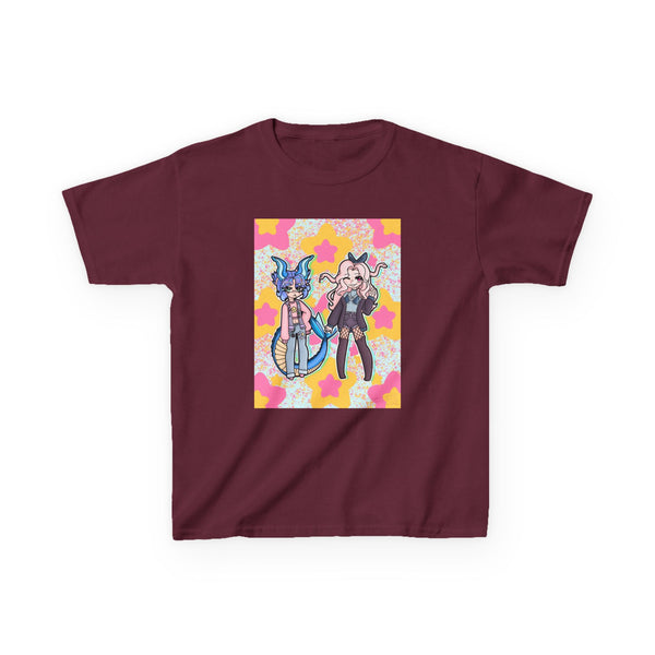 Cute Kawaii Friends Kids Tee — Sea Dragon and Medusa Girl Graphic Shirt