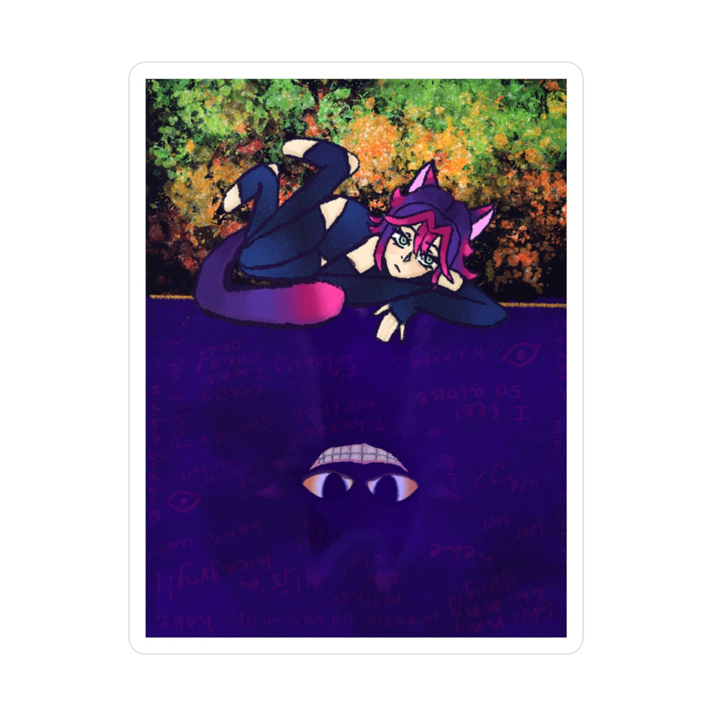 Catgirl Shadow Spirit Sticker — Purple Night Vinyl Kiss-Cut Decal