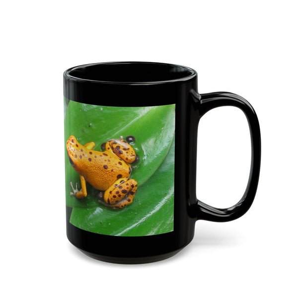 Orange Strawberry Poison Dart Frog Photo Mug — Vibrant Orange Frog on Green Leaf (11oz & 15oz)