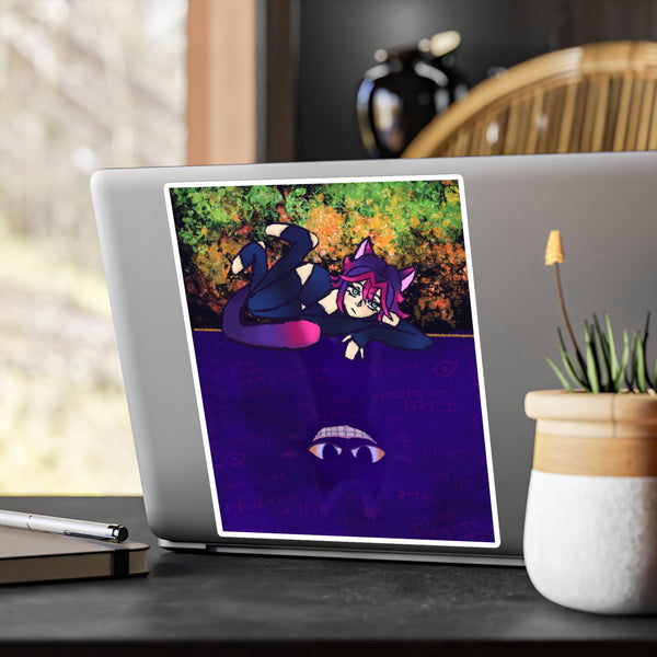 Catgirl Shadow Spirit Sticker — Purple Night Vinyl Kiss-Cut Decal