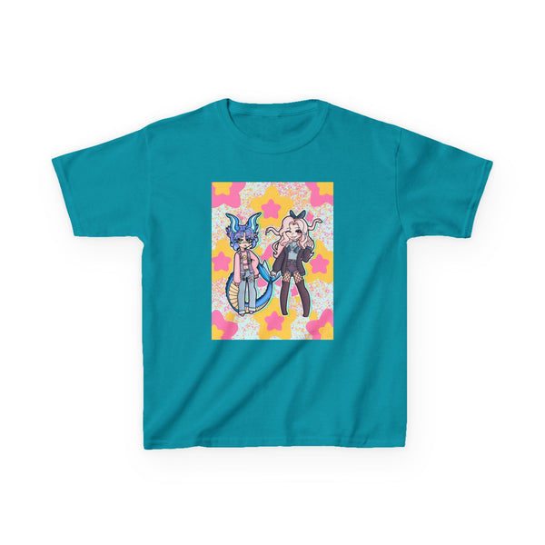 Cute Kawaii Friends Kids Tee — Sea Dragon and Medusa Girl Graphic Shirt