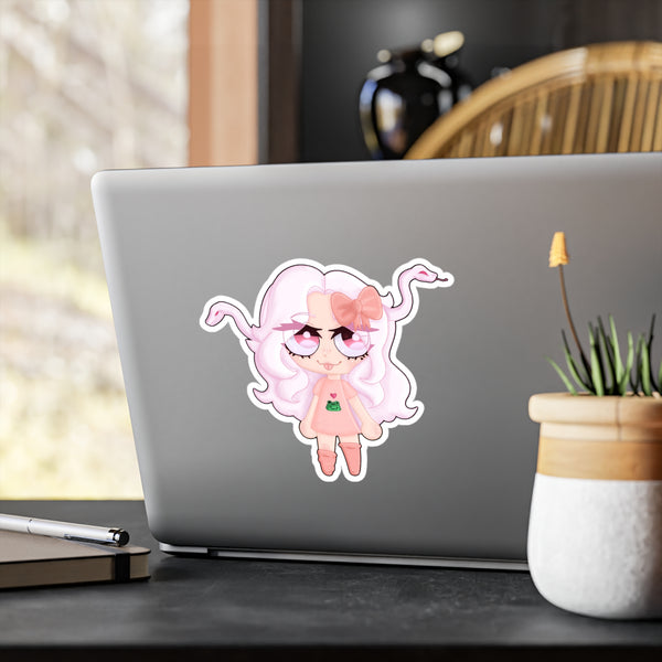 Cute Pink Medusa Girl Kiss-Cut Vinyl Sticker No background— Cute Pastel Character Decal for Laptops, Water Bottles & Notebooks