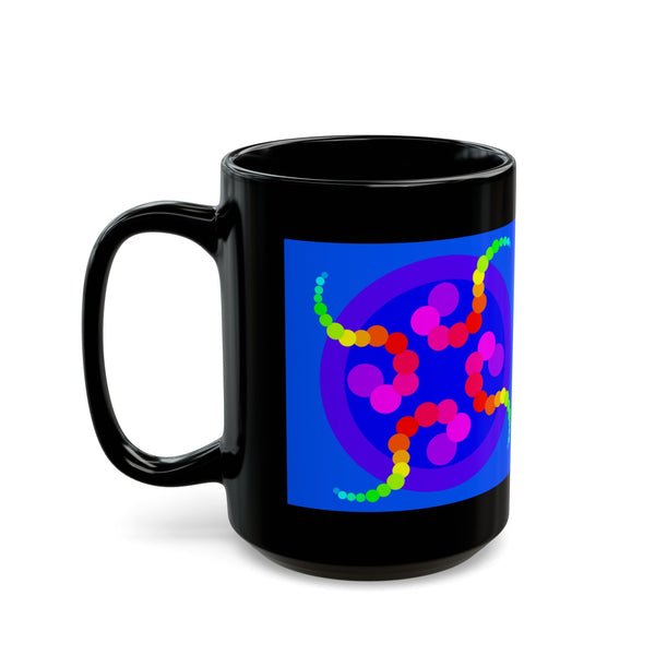 Mesmerizing Rainbow Jellyfish Black Coffee Mug — Vibrant Rainbow Design (11oz & 15oz)