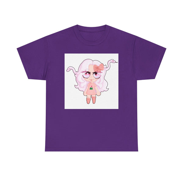 Cute Pink Medusa Girl white Background Graphic Tee