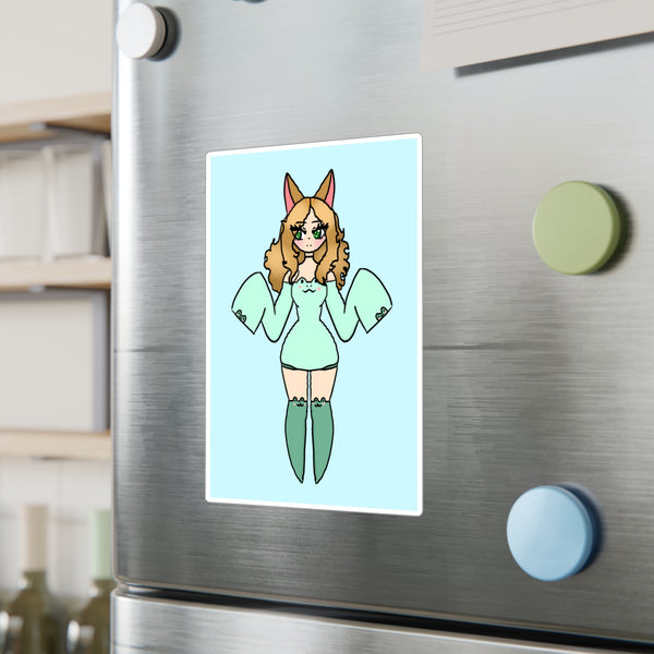Cute Kawaii Fox Girl in a Frog Inspired Outfit — Mint Original Character Kiss-Cut Decal