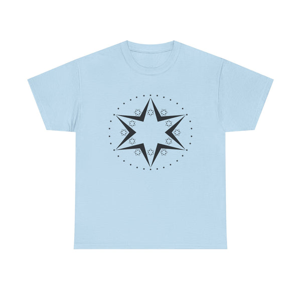 Starburst Compass T‑Shirt — Minimalist Black Star Design Tee