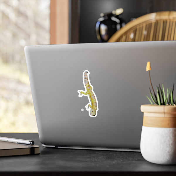 Albino Leopard Gecko Kiss-Cut Vinyl Sticker — Cute Reptile Decal for Laptops, Water Bottles & Windows