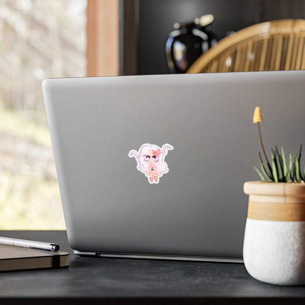 Cute Pink Medusa Girl Kiss-Cut Vinyl Sticker No background— Cute Pastel Character Decal for Laptops, Water Bottles & Notebooks