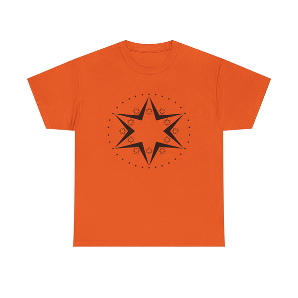 Starburst Compass T‑Shirt — Minimalist Black Star Design Tee
