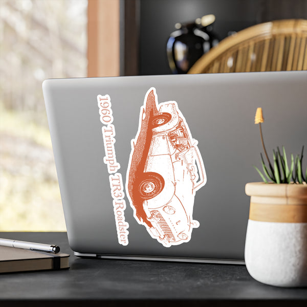 Classic 1960 Triumph TR3 Roadster Kiss-Cut Vinyl Decal — Retro Car Sticker for Laptops, Windows, and Gear