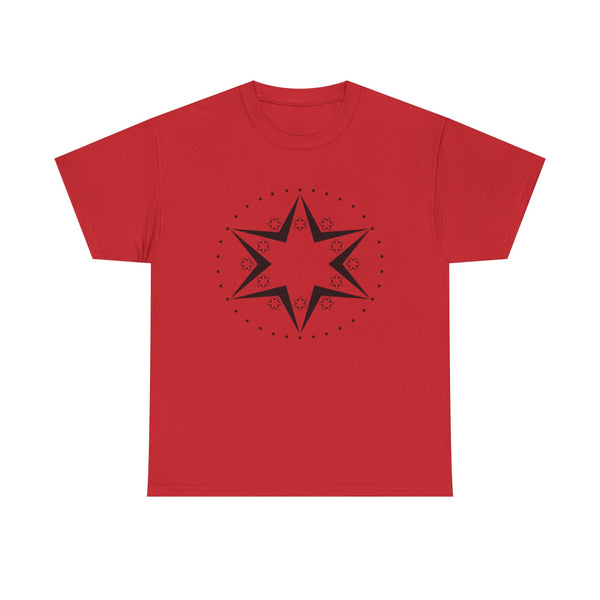 Starburst Compass T‑Shirt — Minimalist Black Star Design Tee