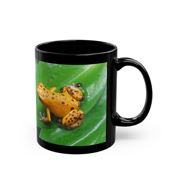 Orange Strawberry Poison Dart Frog Photo Mug — Vibrant Orange Frog on Green Leaf (11oz & 15oz)
