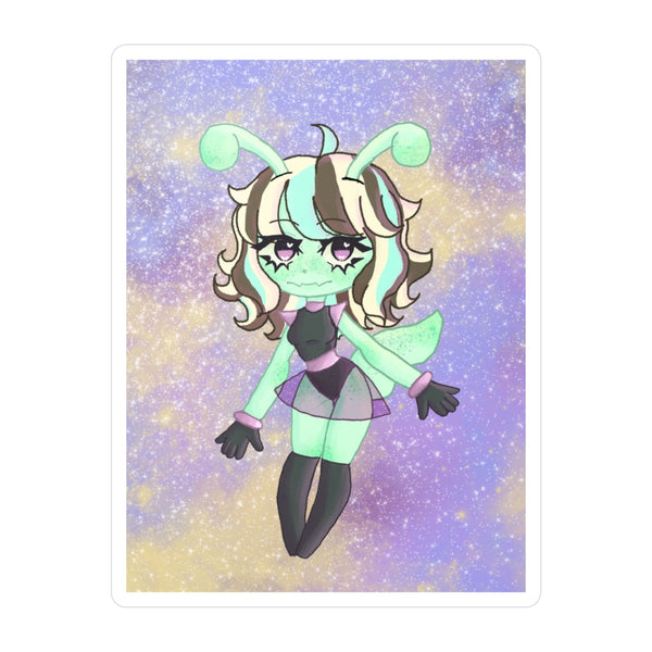 Cute Alien Girl Vinyl Sticker — Kiss-Cut Decal