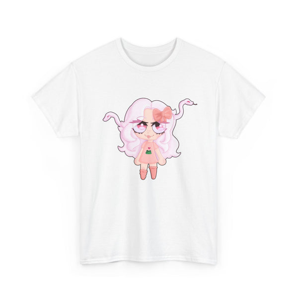 Cute Pink Medusa Girl white Background Graphic Tee