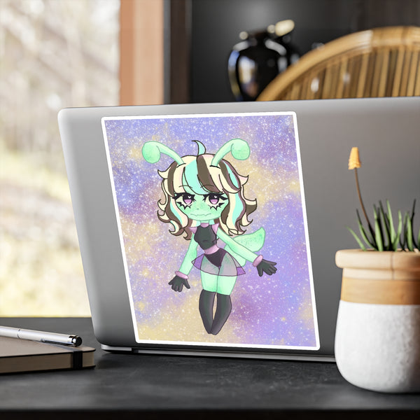 Cute Alien Girl Vinyl Sticker — Kiss-Cut Decal