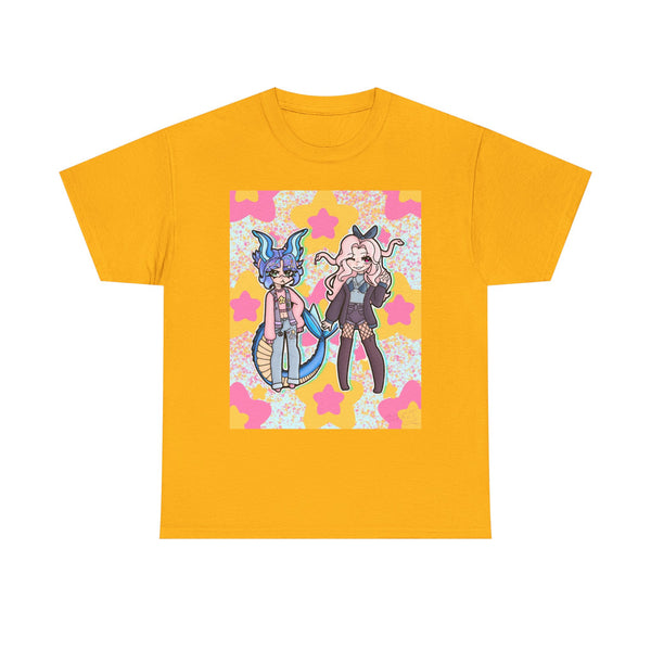 Cute Kawaii Friends T-Shirt — Sea Dragon and Medusa Girl Graphic Tee
