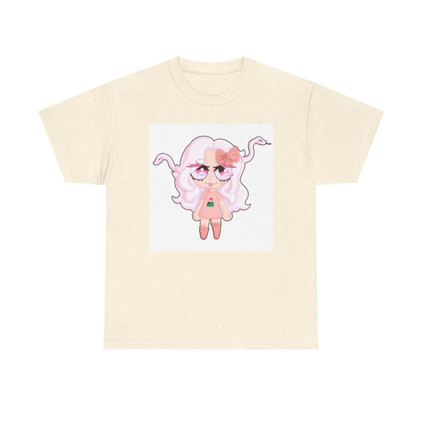 Cute Pink Medusa Girl white Background Graphic Tee
