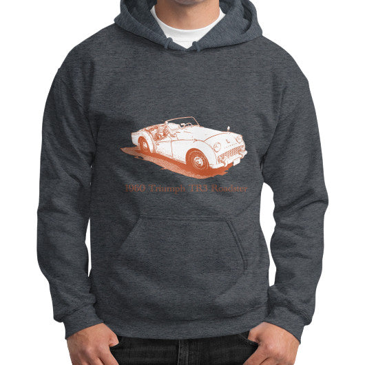 1960 Triumph TR3 Roadster Gildan Hoodie Dark heather Rachel Jensen Designs