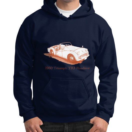 1960 Triumph TR3 Roadster Gildan Hoodie Navy Rachel Jensen Designs