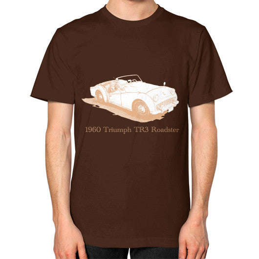 1960 Triumph TR3 Roadster Unisex T-Shirt Brown Rachel Jensen Designs