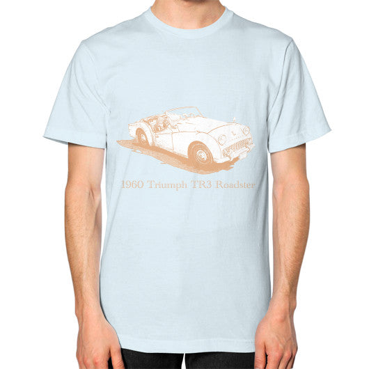 1960 Triumph TR3 Roadster Unisex T-Shirt Light blue Rachel Jensen Designs