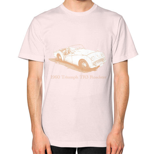 1960 Triumph TR3 Roadster Unisex T-Shirt Light pink Rachel Jensen Designs