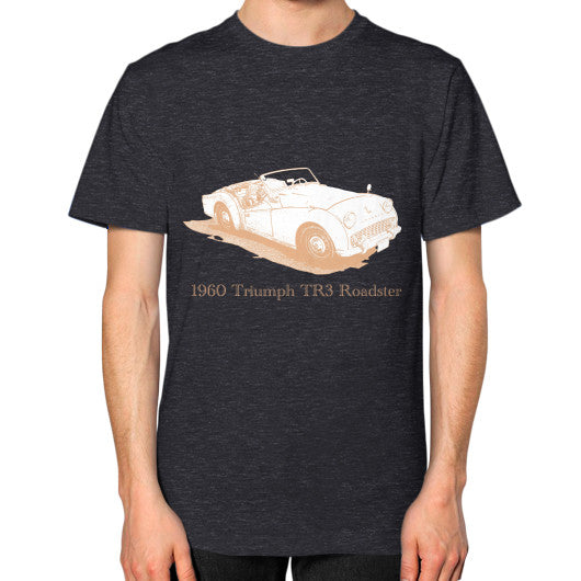 1960 Triumph TR3 Roadster Unisex T-Shirt Tri-Blend Black Rachel Jensen Designs