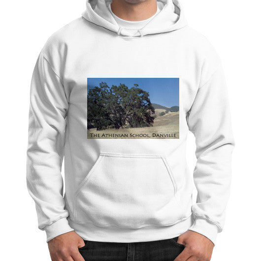 Athenian Oak Gildan Hoodie White Rachel Jensen Designs
