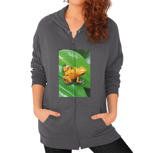 Bastimentos Pumilio Dart Frog with Clutch Zip Hoodie Asphalt Rachel Jensen Designs