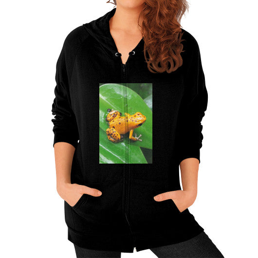 Bastimentos Pumilio Dart Frog with Clutch Zip Hoodie Black Rachel Jensen Designs