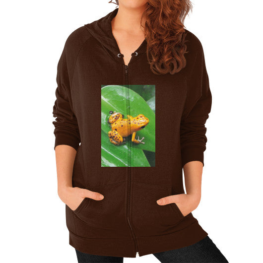 Bastimentos Pumilio Dart Frog with Clutch Zip Hoodie Brown Rachel Jensen Designs