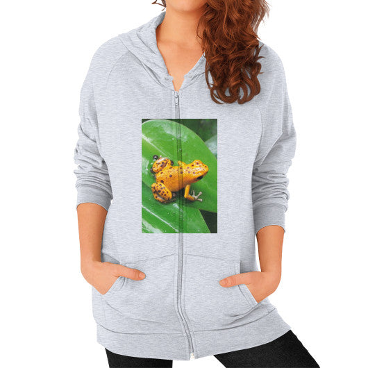 Bastimentos Pumilio Dart Frog with Clutch Zip Hoodie Heather grey Rachel Jensen Designs