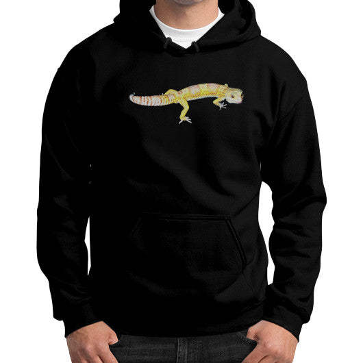 Fancy Albino Leopard Gecko Gildan Hoodie Black Rachel Jensen Designs
