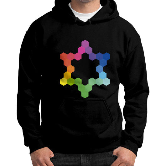 Hexagon Color Study Gildan Hoodie Black Rachel Jensen Designs