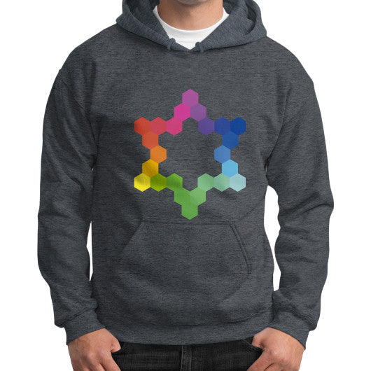 Hexagon Color Study Gildan Hoodie Dark heather Rachel Jensen Designs