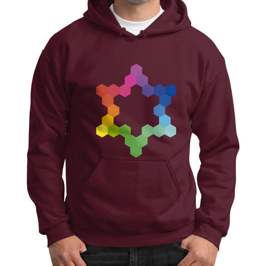 Hexagon Color Study Gildan Hoodie Maroon Rachel Jensen Designs