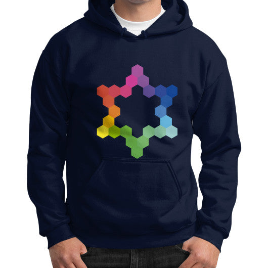 Hexagon Color Study Gildan Hoodie Navy Rachel Jensen Designs