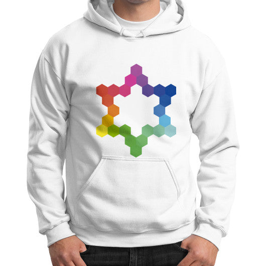 Hexagon Color Study Gildan Hoodie White Rachel Jensen Designs