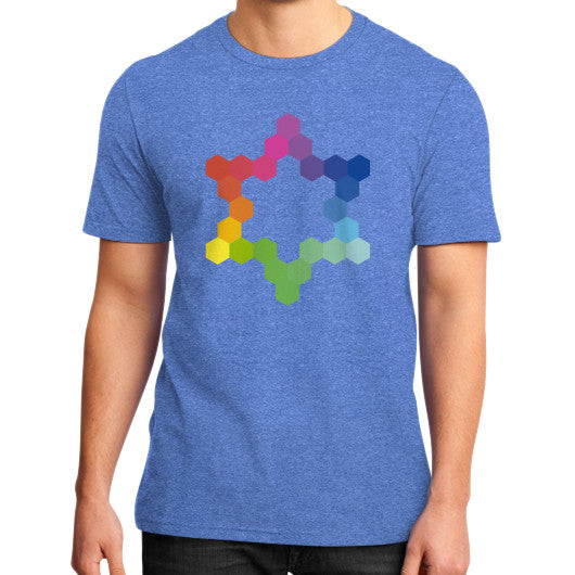 Hexagon Color Study Tee Heather blue Rachel Jensen Designs