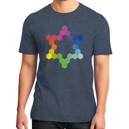 Hexagon Color Study Tee Heather navy Rachel Jensen Designs