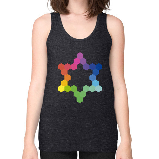 Hexagon Color Study Unisex Fine Jersey Tank Tri-Blend Black Rachel Jensen Designs