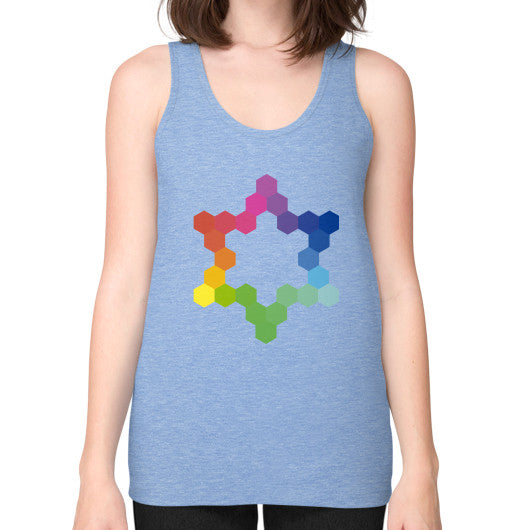 Hexagon Color Study Unisex Fine Jersey Tank Tri-Blend Blue Rachel Jensen Designs