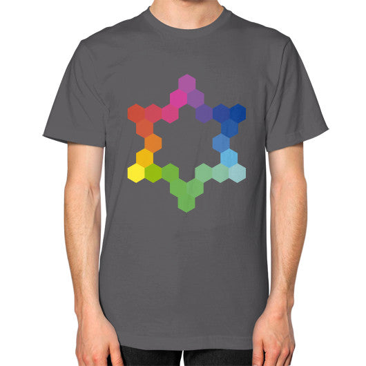 Hexagon Color Study Unisex T-Shirt Asphalt Rachel Jensen Designs