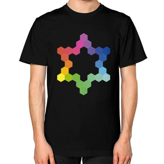 Hexagon Color Study Unisex T-Shirt Black Rachel Jensen Designs