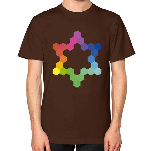 Hexagon Color Study Unisex T-Shirt Brown Rachel Jensen Designs