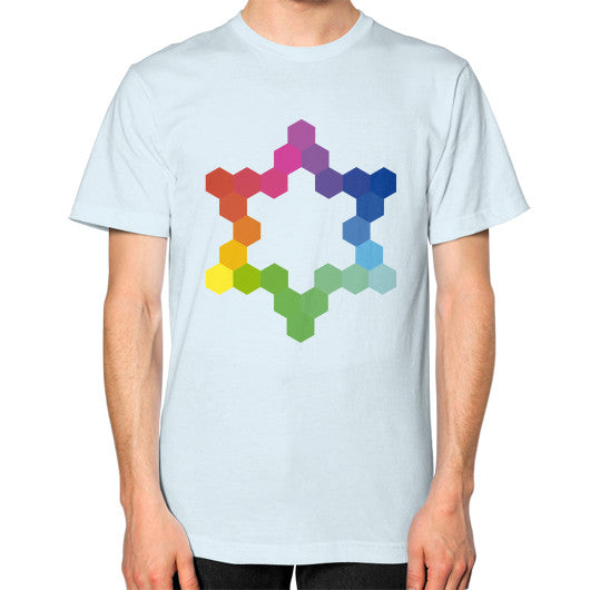Hexagon Color Study Unisex T-Shirt Light blue Rachel Jensen Designs