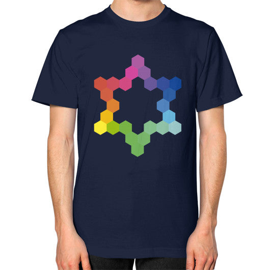 Hexagon Color Study Unisex T-Shirt Navy Rachel Jensen Designs