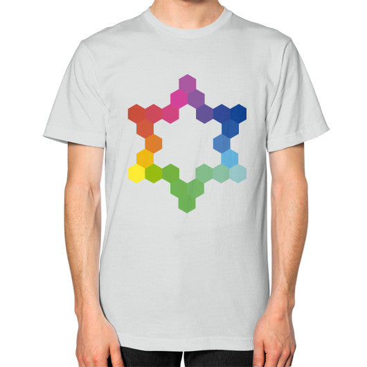 Hexagon Color Study Unisex T-Shirt Silver Rachel Jensen Designs