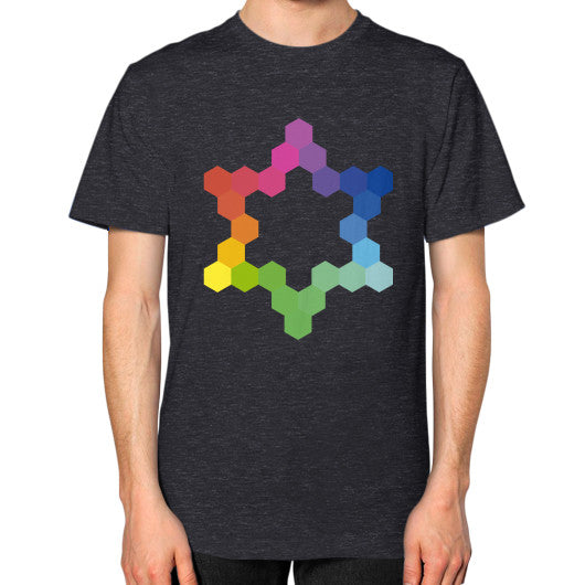 Hexagon Color Study Unisex T-Shirt Tri-Blend Black Rachel Jensen Designs