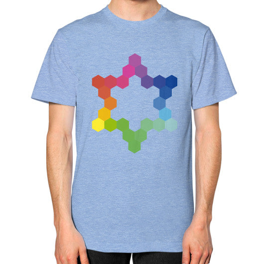 Hexagon Color Study Unisex T-Shirt Tri-Blend Blue Rachel Jensen Designs